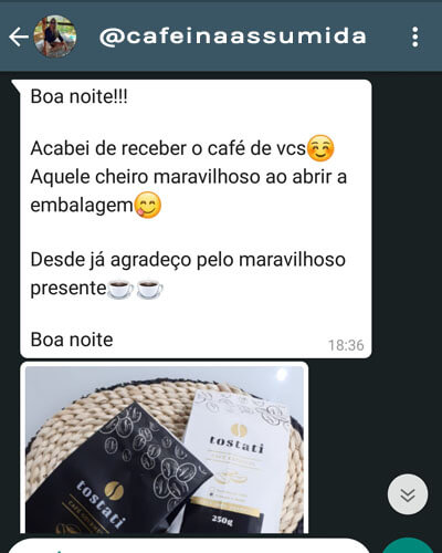 Depoimentos de clientes Tostati whatsapp O Que é Café Especial